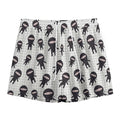 Cute Ninja Pattern Print Mesh Shorts