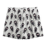 Cute Ninja Pattern Print Mesh Shorts