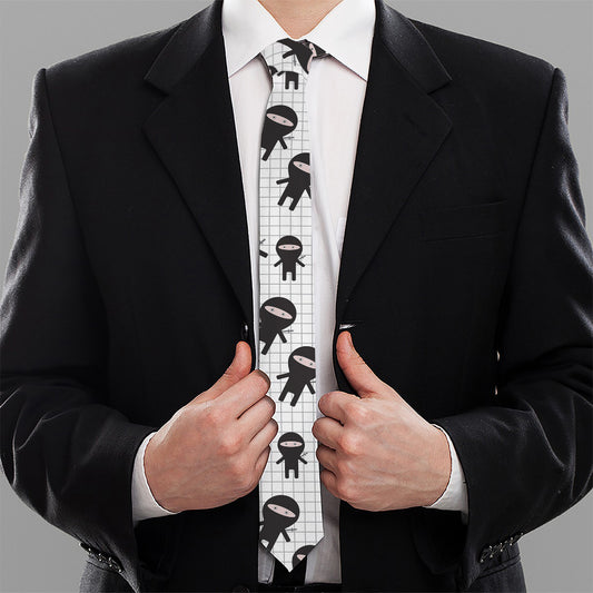 Cute Ninja Pattern Print Necktie
