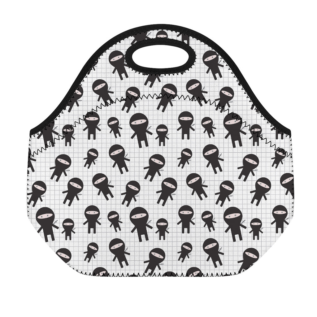 Cute Ninja Pattern Print Neoprene Lunch Bag