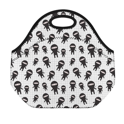 Cute Ninja Pattern Print Neoprene Lunch Bag