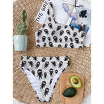 Cute Ninja Pattern Print One Shoulder Bikini Top