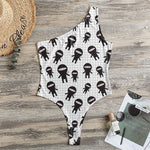 Cute Ninja Pattern Print One Shoulder Bodysuit