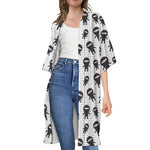 Cute Ninja Pattern Print Open Front Beach Cover Up