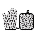 Cute Ninja Pattern Print Oven Mitt And Pot Holder Set