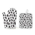 Cute Ninja Pattern Print Oven Mitt And Pot Holder Set