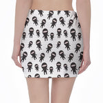 Cute Ninja Pattern Print Pencil Mini Skirt