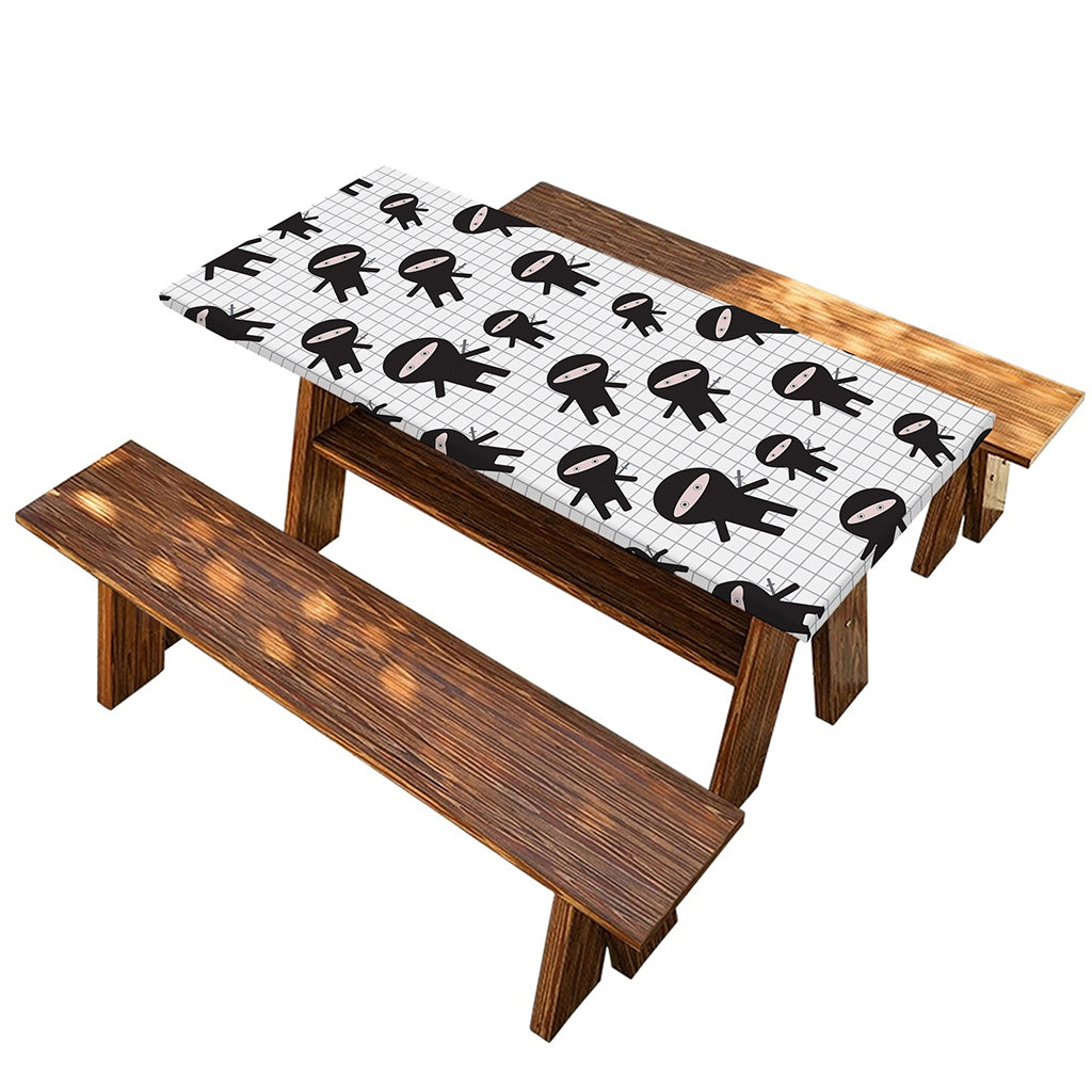 Cute Ninja Pattern Print Picnic Table Cover