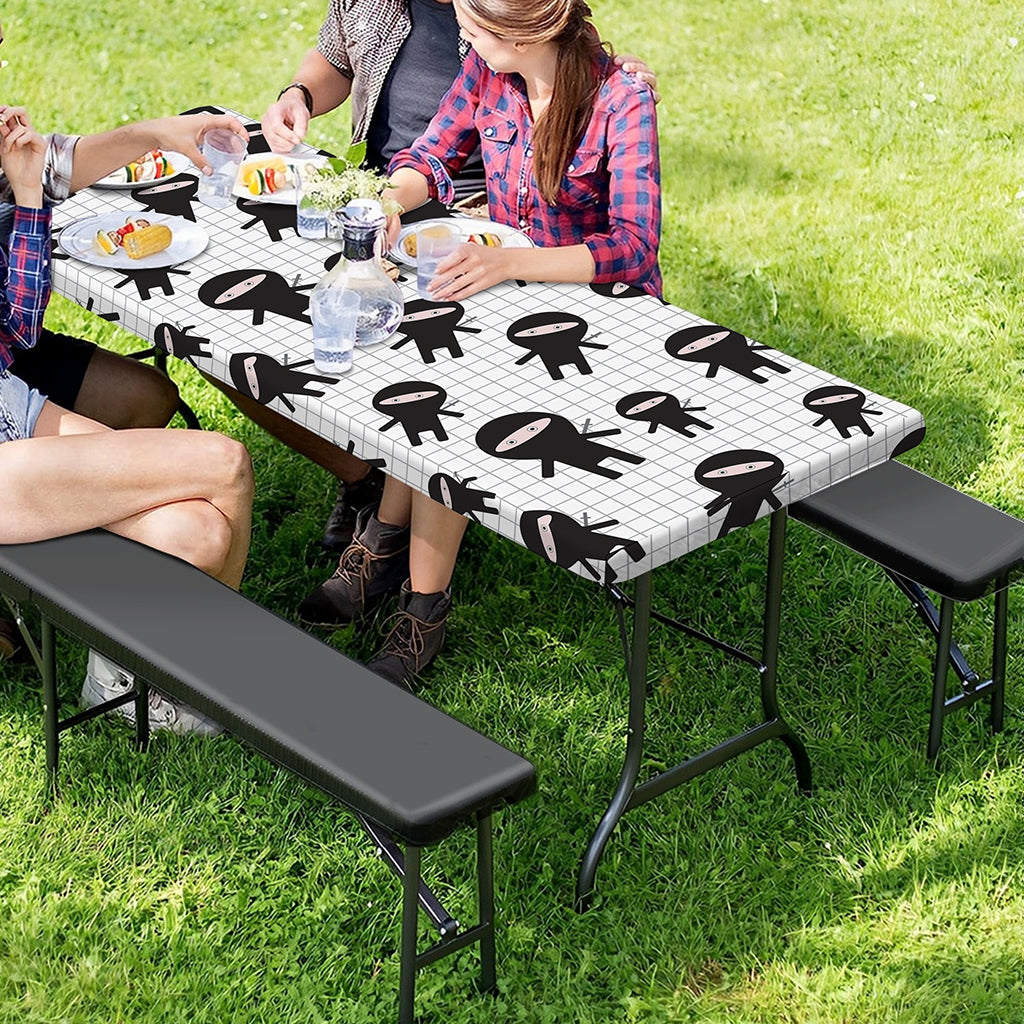 Cute Ninja Pattern Print Picnic Table Cover