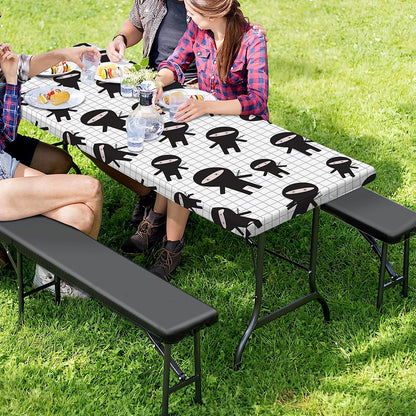 Cute Ninja Pattern Print Picnic Table Cover