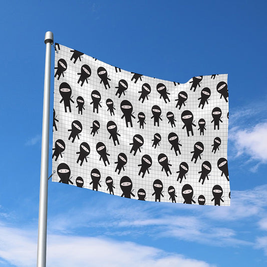 Cute Ninja Pattern Print Polyester Flag