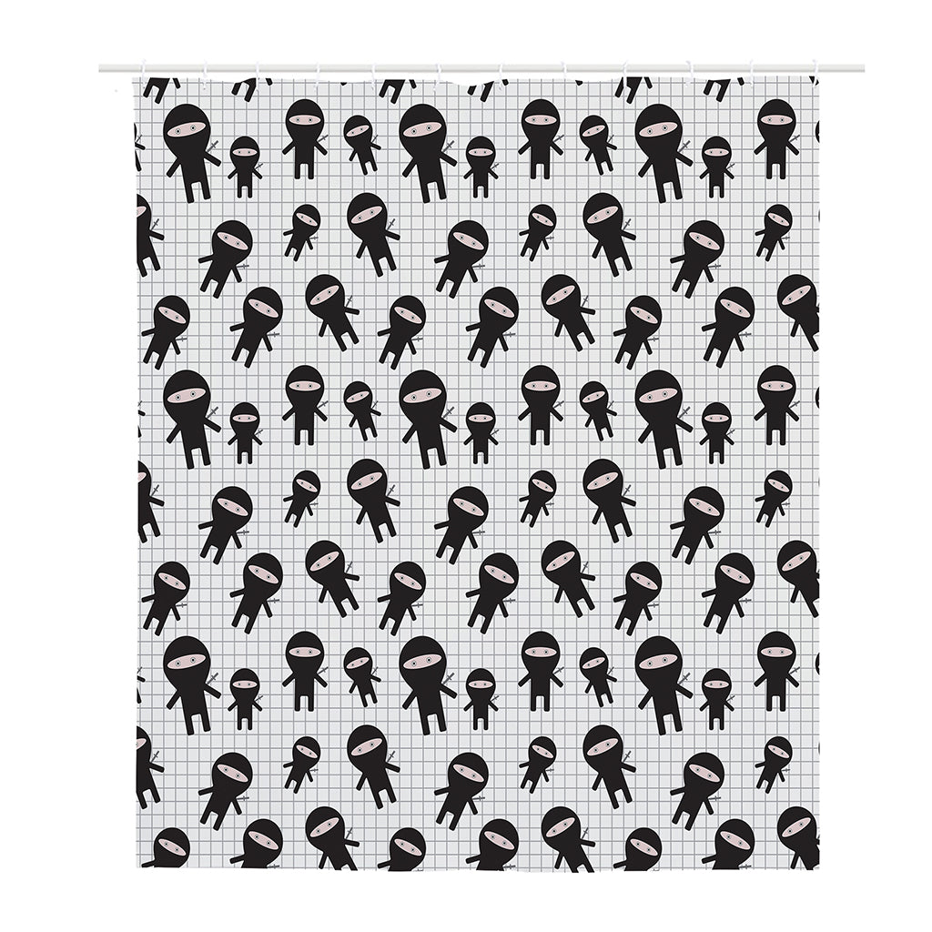 Cute Ninja Pattern Print Polyester Shower Curtain