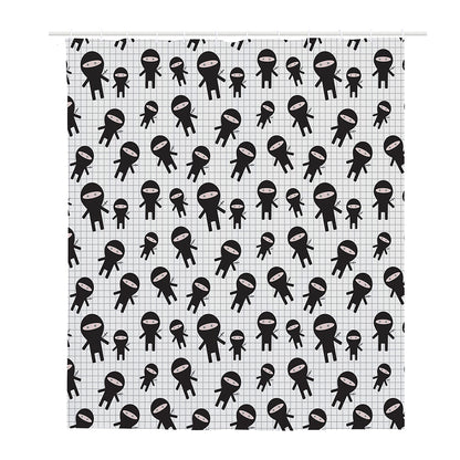 Cute Ninja Pattern Print Polyester Shower Curtain