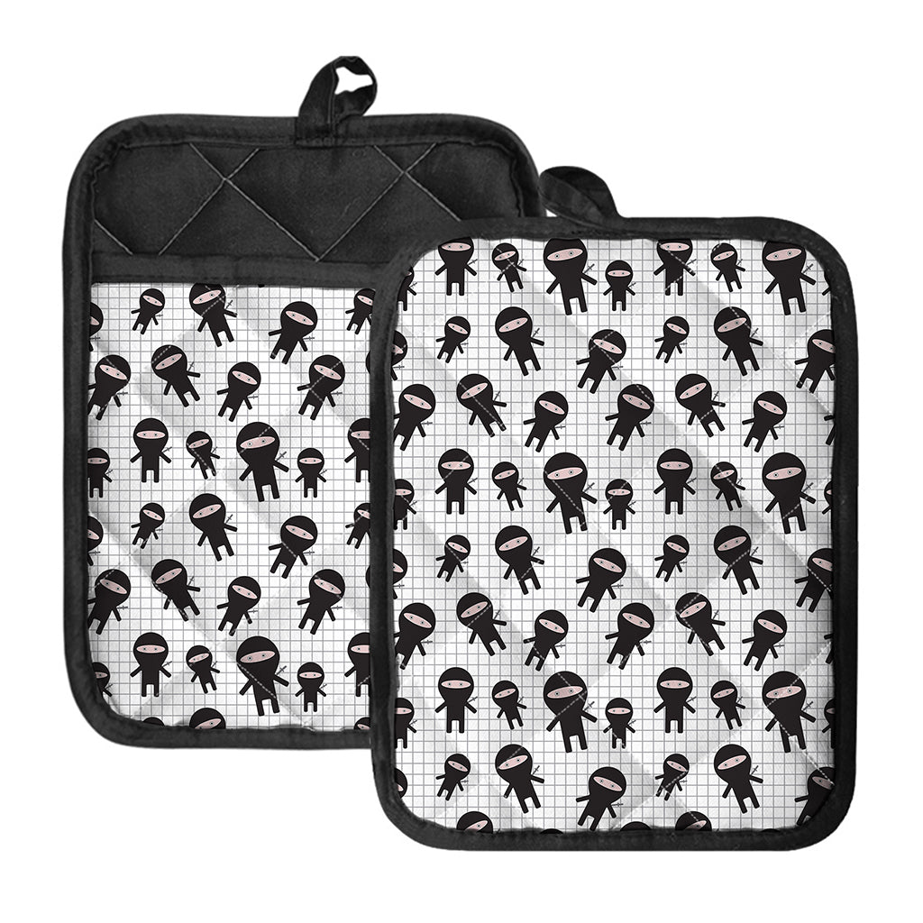 Cute Ninja Pattern Print Pot Holders With Pocket