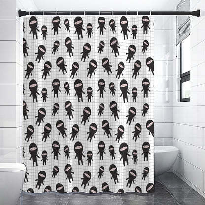 Cute Ninja Pattern Print Premium Shower Curtain
