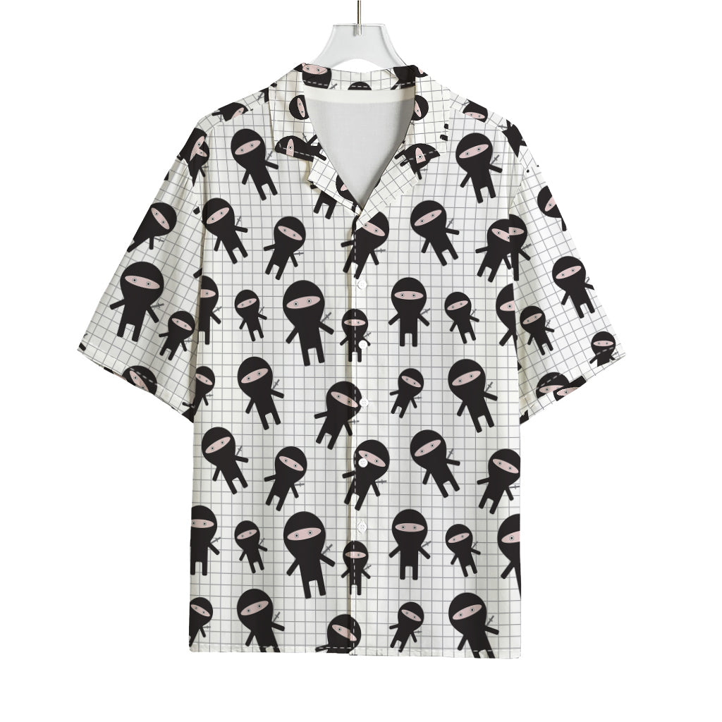 Cute Ninja Pattern Print Rayon Hawaiian Shirt