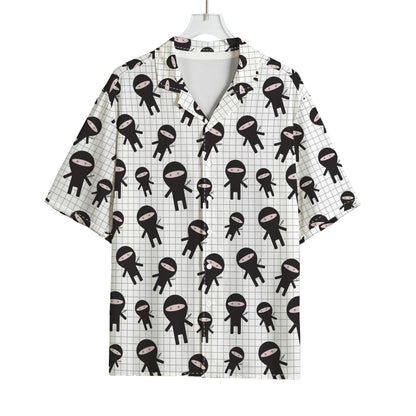 Cute Ninja Pattern Print Rayon Hawaiian Shirt