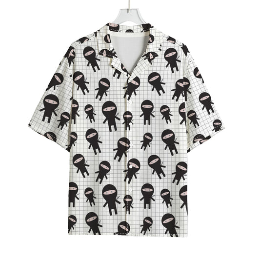 Cute Ninja Pattern Print Rayon Hawaiian Shirt