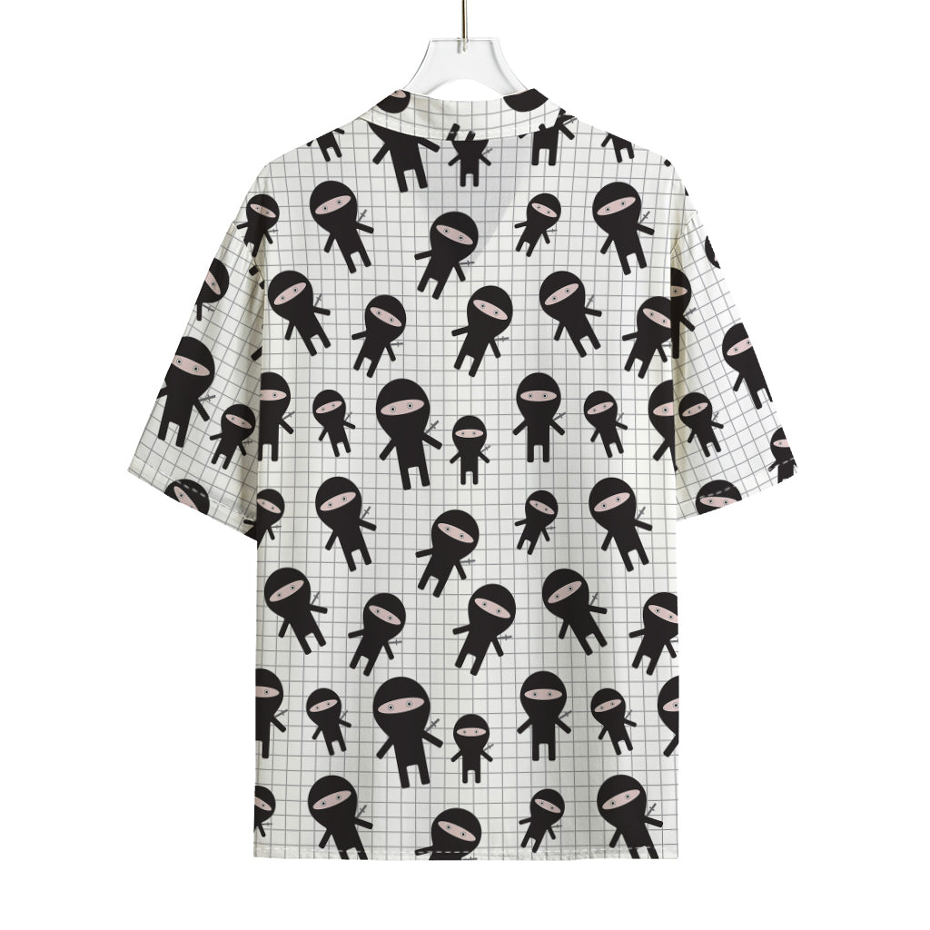 Cute Ninja Pattern Print Rayon Hawaiian Shirt