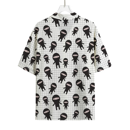 Cute Ninja Pattern Print Rayon Hawaiian Shirt