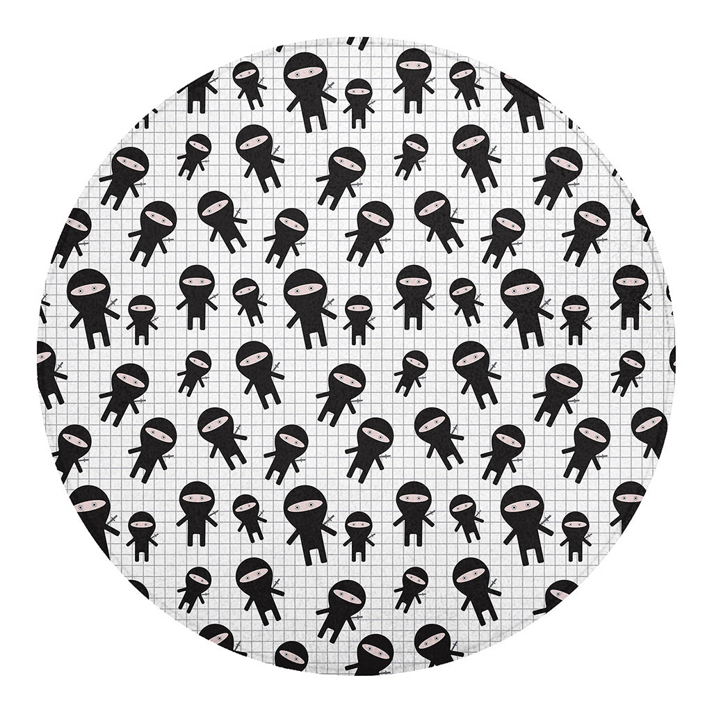 Cute Ninja Pattern Print Round Blanket