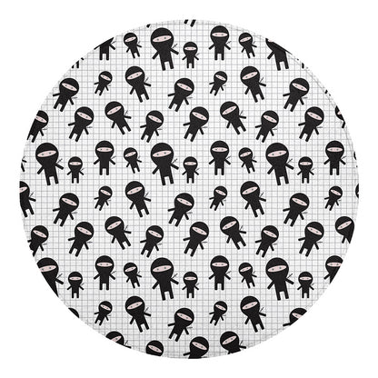Cute Ninja Pattern Print Round Blanket