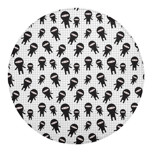 Cute Ninja Pattern Print Round Blanket