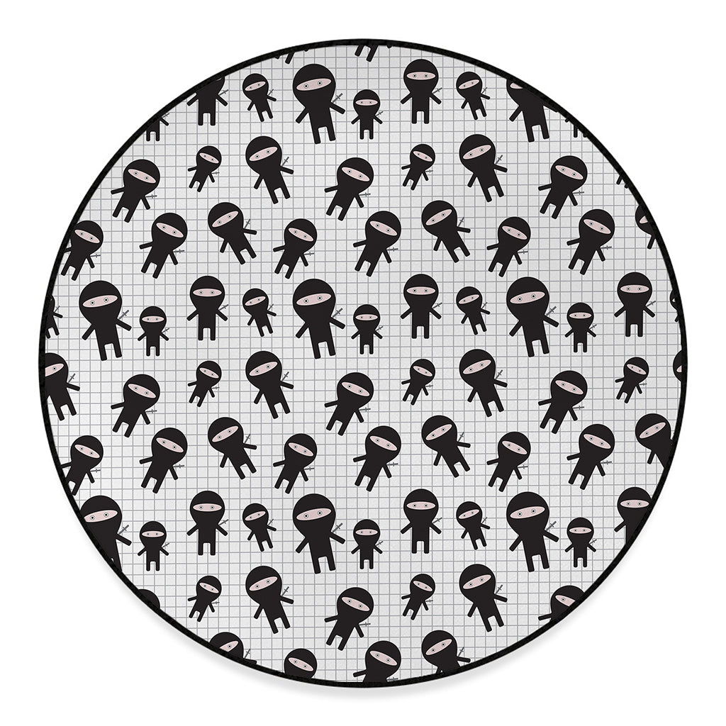 Cute Ninja Pattern Print Round Floor Mat