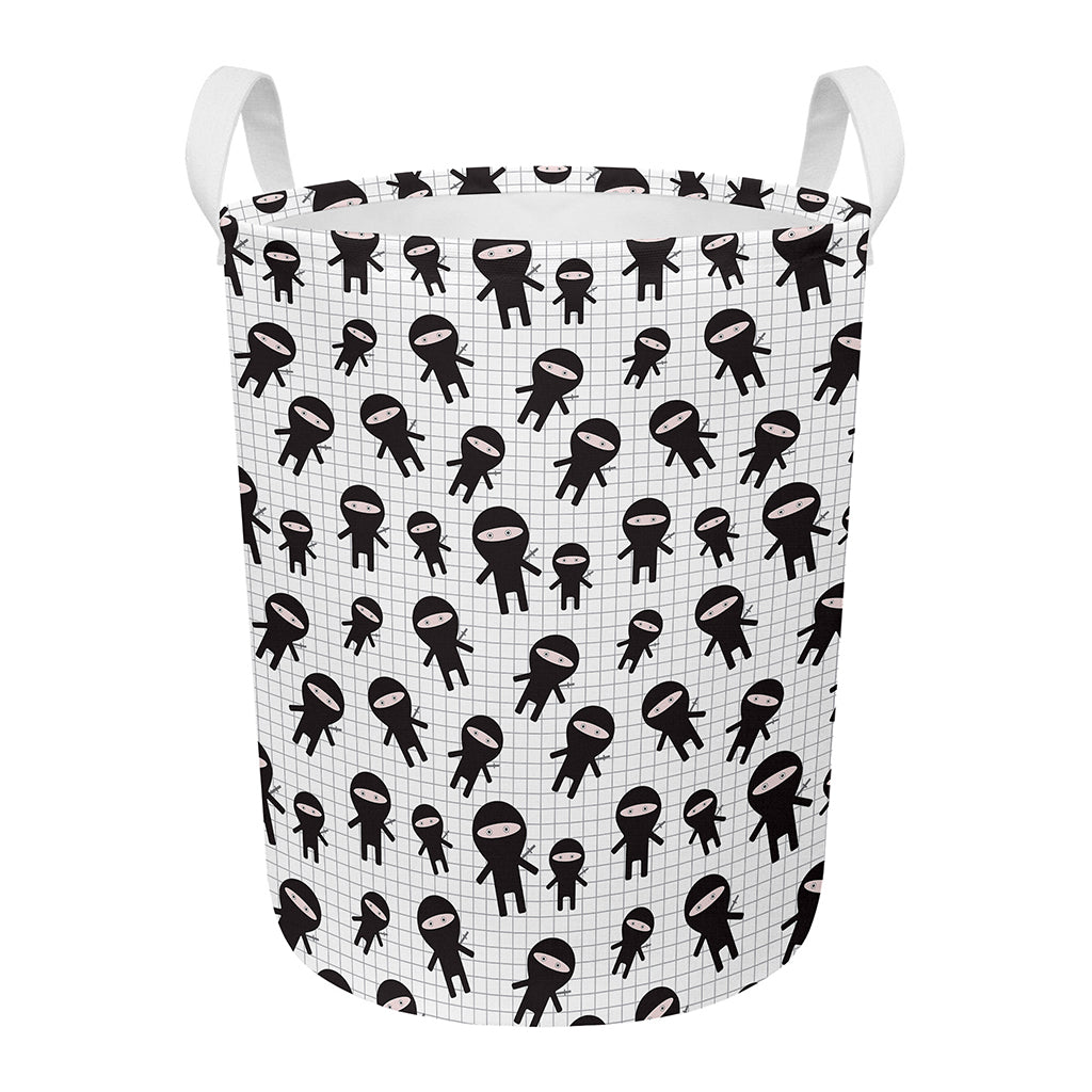 Cute Ninja Pattern Print Round Laundry Basket
