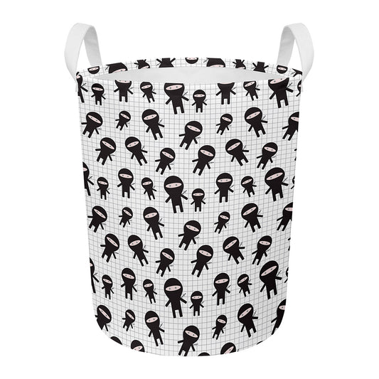 Cute Ninja Pattern Print Round Laundry Basket