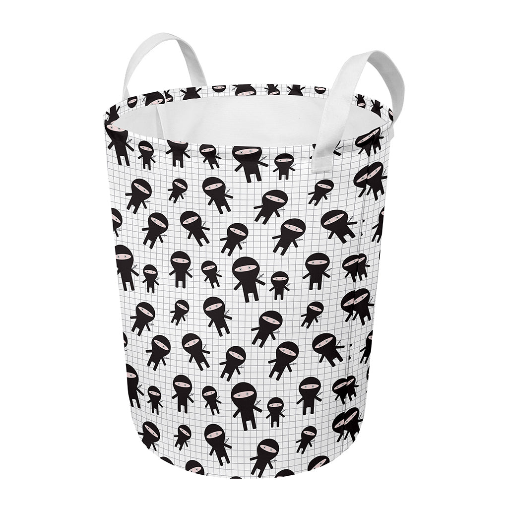 Cute Ninja Pattern Print Round Laundry Basket