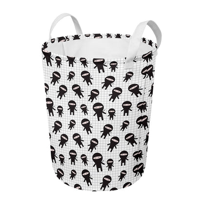 Cute Ninja Pattern Print Round Laundry Basket