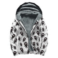 Cute Ninja Pattern Print Sherpa Lined Zip Up Hoodie