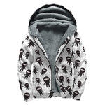 Cute Ninja Pattern Print Sherpa Lined Zip Up Hoodie