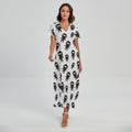 Cute Ninja Pattern Print Short Sleeve Maxi Dress