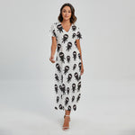 Cute Ninja Pattern Print Short Sleeve Maxi Dress
