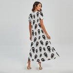 Cute Ninja Pattern Print Short Sleeve Maxi Dress