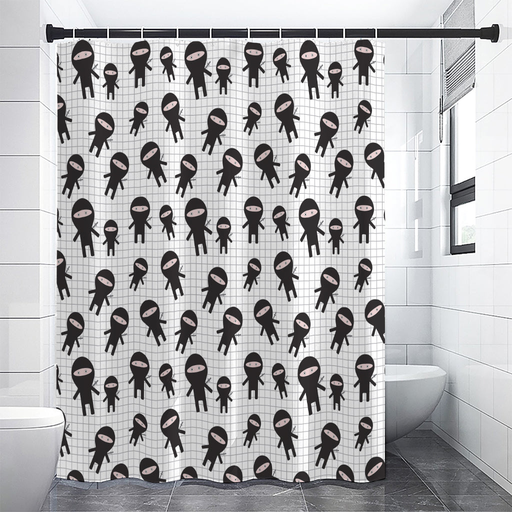 Cute Ninja Pattern Print Shower Curtain