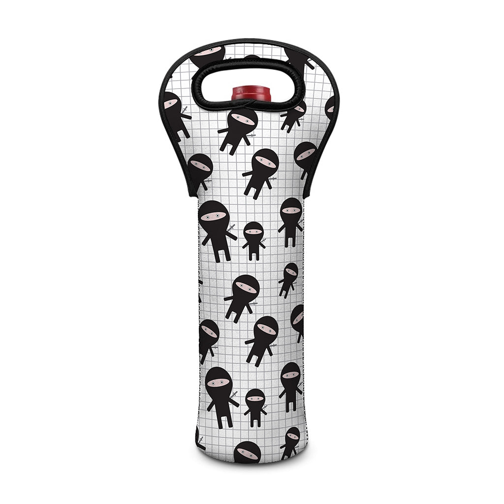 Cute Ninja Pattern Print Single Neoprene Wine Tote