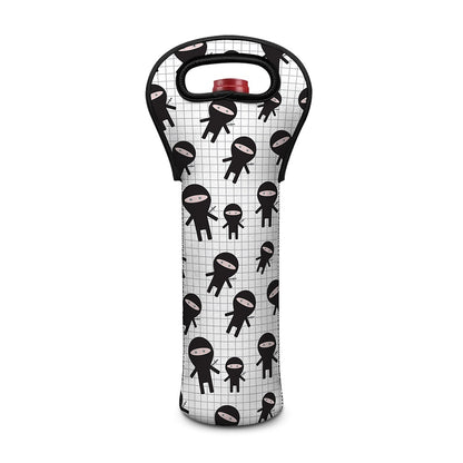 Cute Ninja Pattern Print Single Neoprene Wine Tote