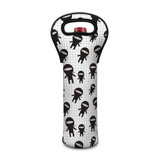 Cute Ninja Pattern Print Single Neoprene Wine Tote