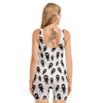 Cute Ninja Pattern Print Sleeveless One Piece Swimsuit