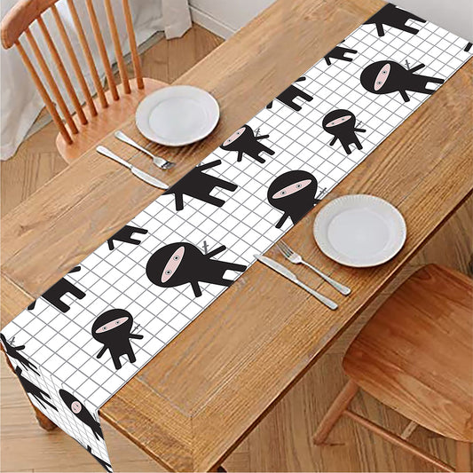 Cute Ninja Pattern Print Table Runner