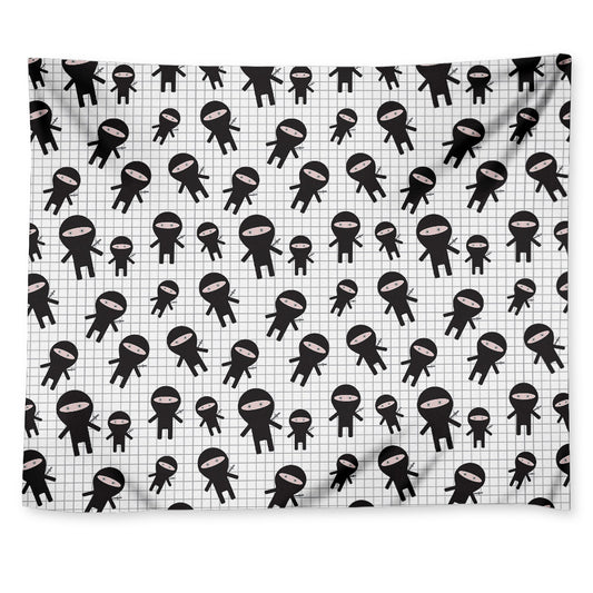 Cute Ninja Pattern Print Tapestry