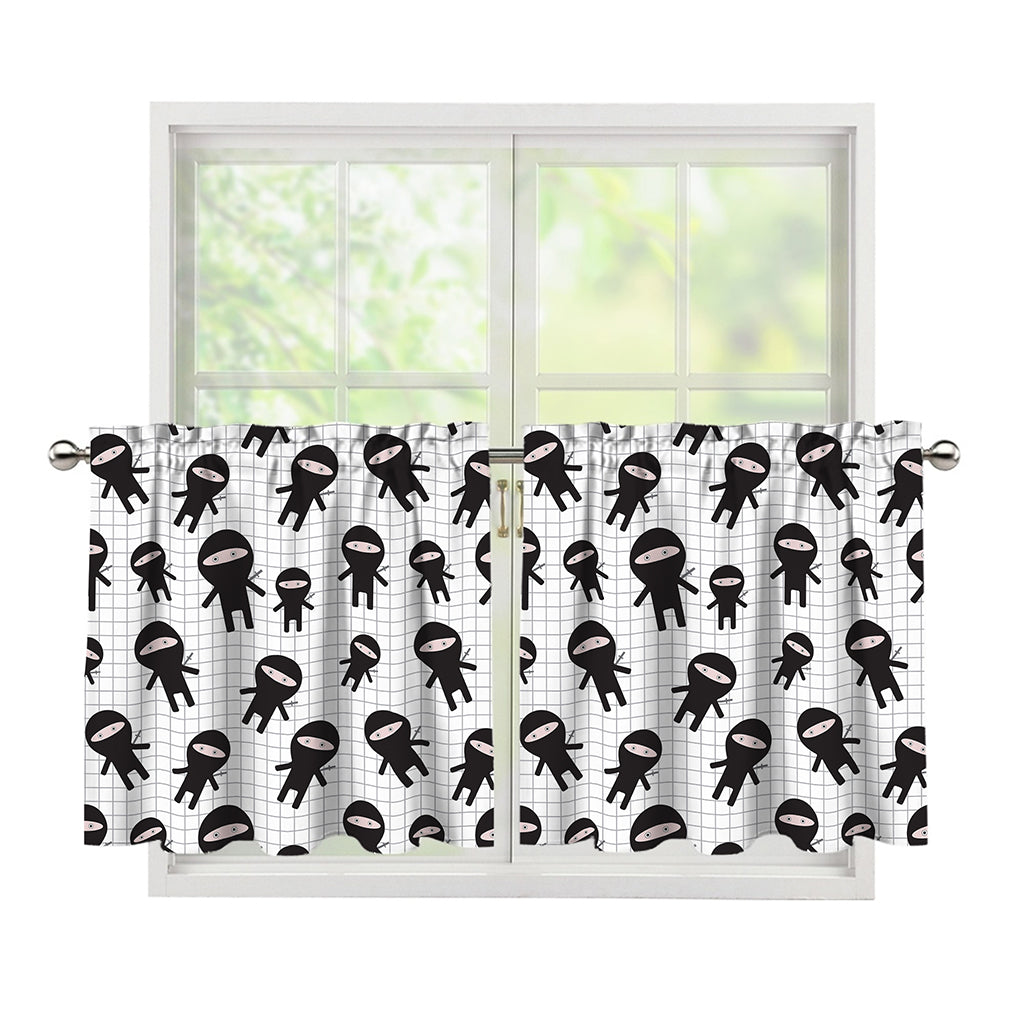 Cute Ninja Pattern Print Tier Curtains