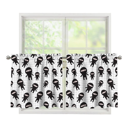 Cute Ninja Pattern Print Tier Curtains
