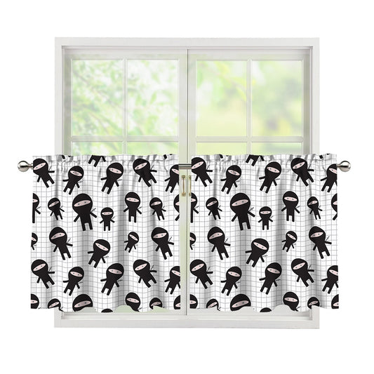 Cute Ninja Pattern Print Tier Curtains