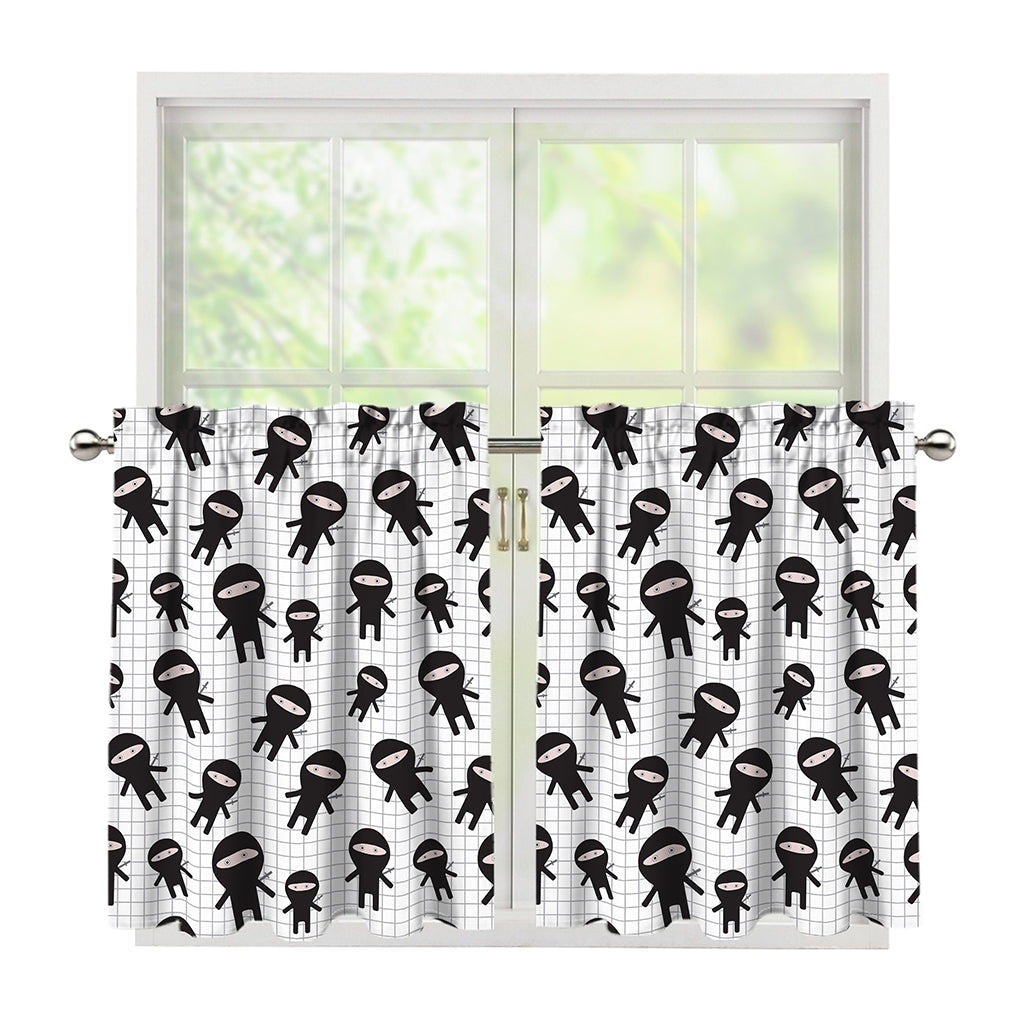 Cute Ninja Pattern Print Tier Curtains
