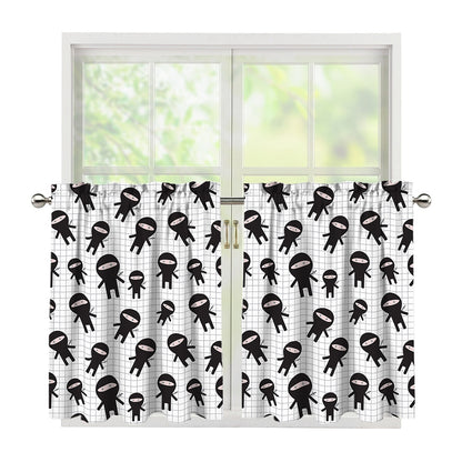 Cute Ninja Pattern Print Tier Curtains
