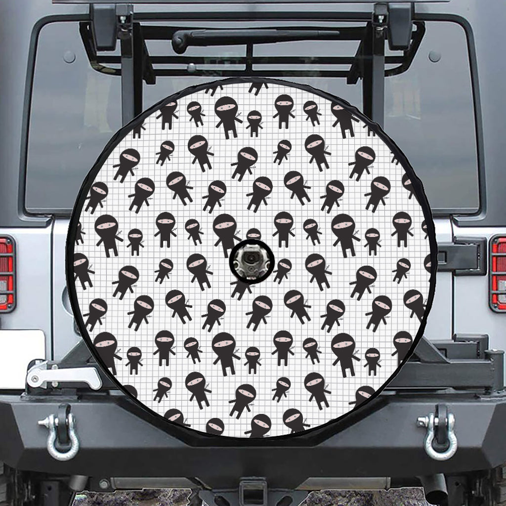 Cute Ninja Pattern Print Tire Cover With Camera Hole